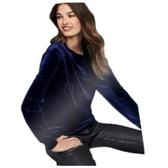 Next Apparel Royal Blue Long Sleeve Velvet Sweatshirt A La Belle Etoile size M - Picture 1 of 15